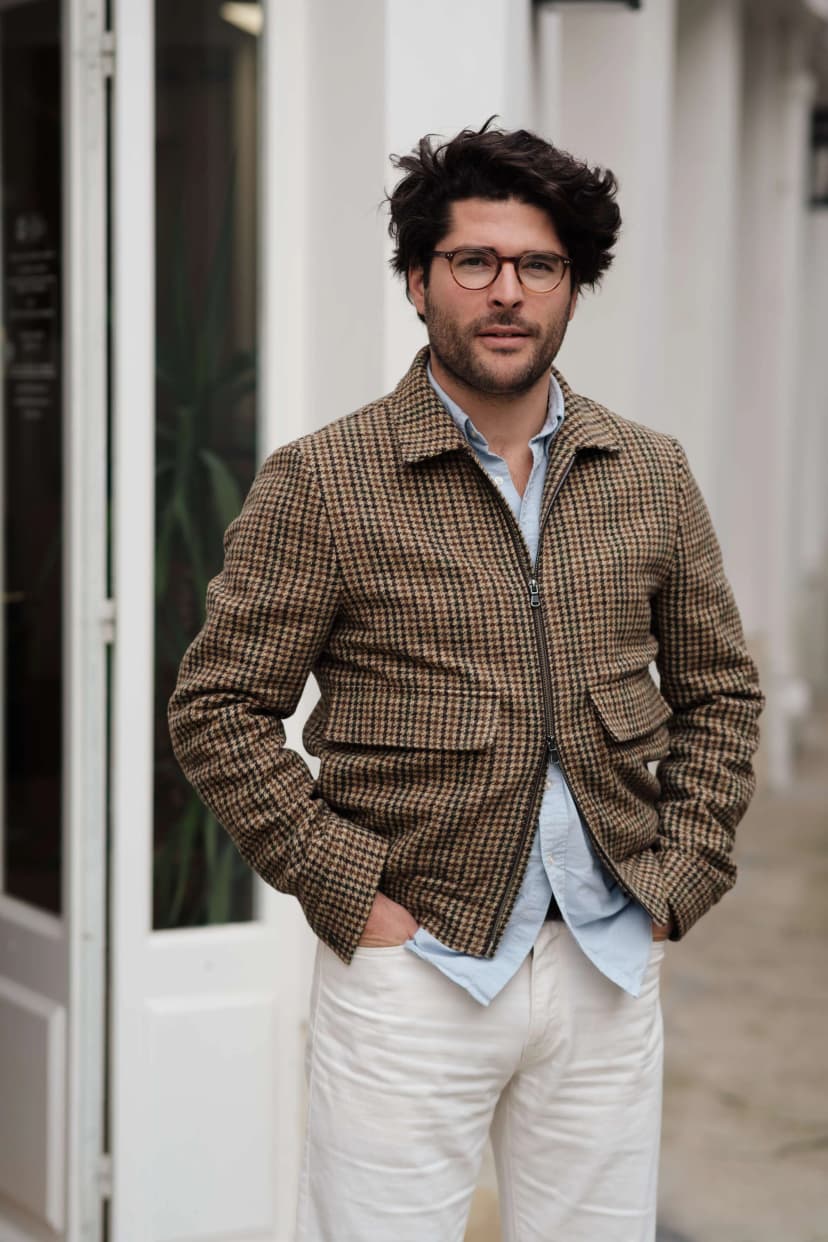 Blouson en tweed pied de poule